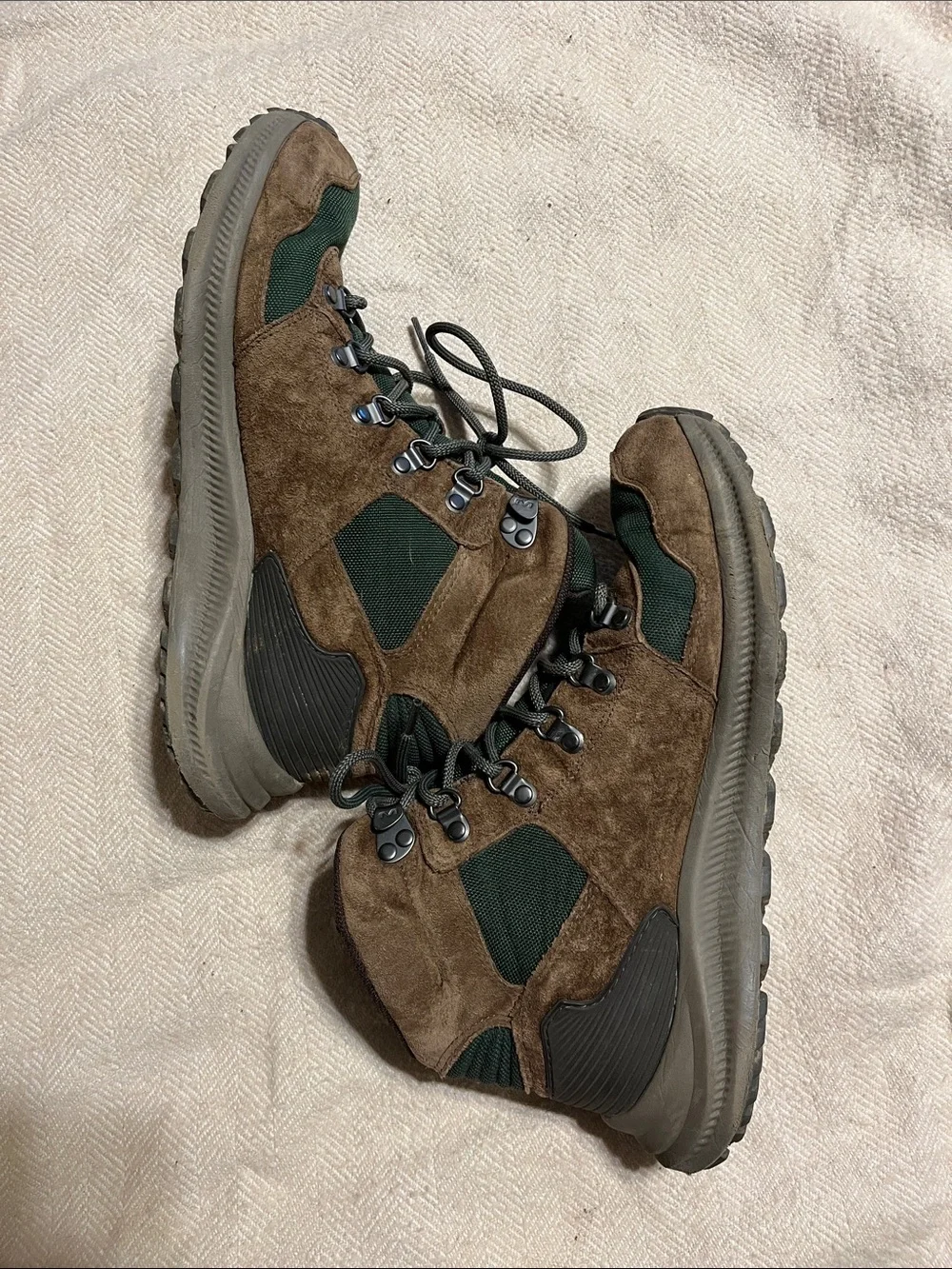 Merrell Brown and Green Suede Hiking Boots